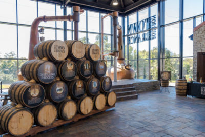 A Kentucky bourbon distillery offers tours and samples