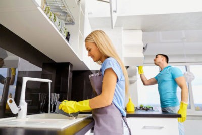 Cleaning and organizing a kitchen